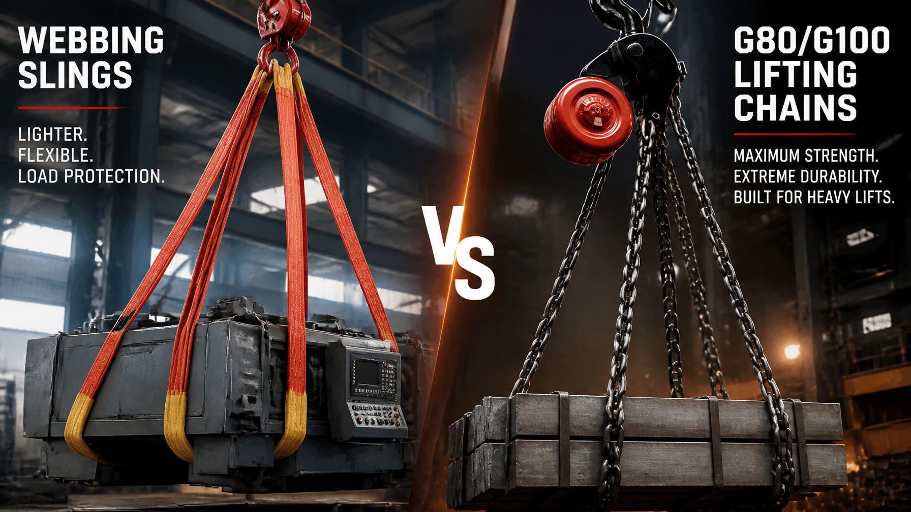 Webbing Sling & Lifting Chain Solutions for Industrial Lifting Applications