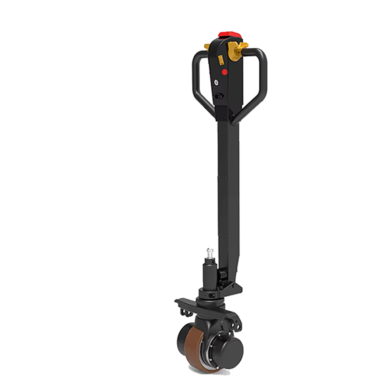 Electric pallet truck with powerful dual-motor drive units and a wireless remote control handle